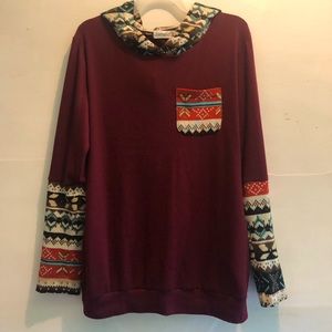 western dark red sweatshirt